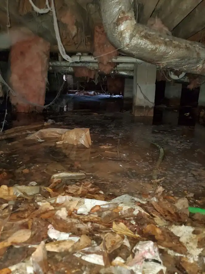 Crawl space flood assessment for Commercial Water Damage Restoration in Bar Harbor